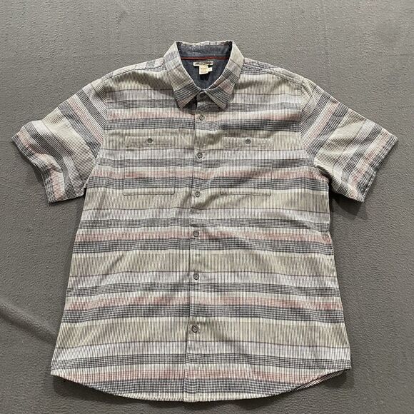 Carbon 2 Cobalt Shirt Mens Large Colorful Striped Chambray Cotton Camp Preppy - Picture 1 of 8